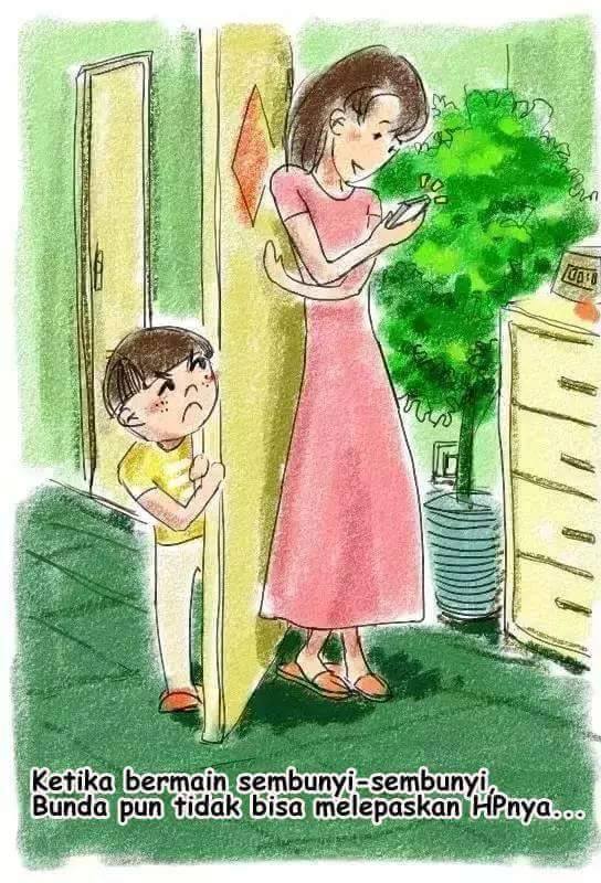 Ilustrasi menohok orangtua pilih ponsel ketimbang anak, bikin sedih! 