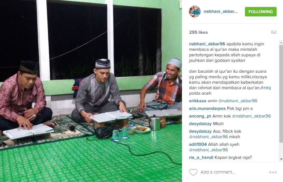 Kenalkan Nabhani Akbar, polisi ganteng Aceh yang juga jago tilawah