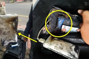 Ditaruh di jok motor, power bank meledak & bakar seisi bagasi