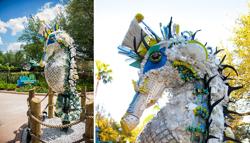 12 Sculpture raksasa yang terbuat dari sampah di pantai, miris!