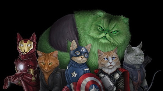Ilustrasi menggemaskan ketika kucing berubah menjadi superhero, lucu!