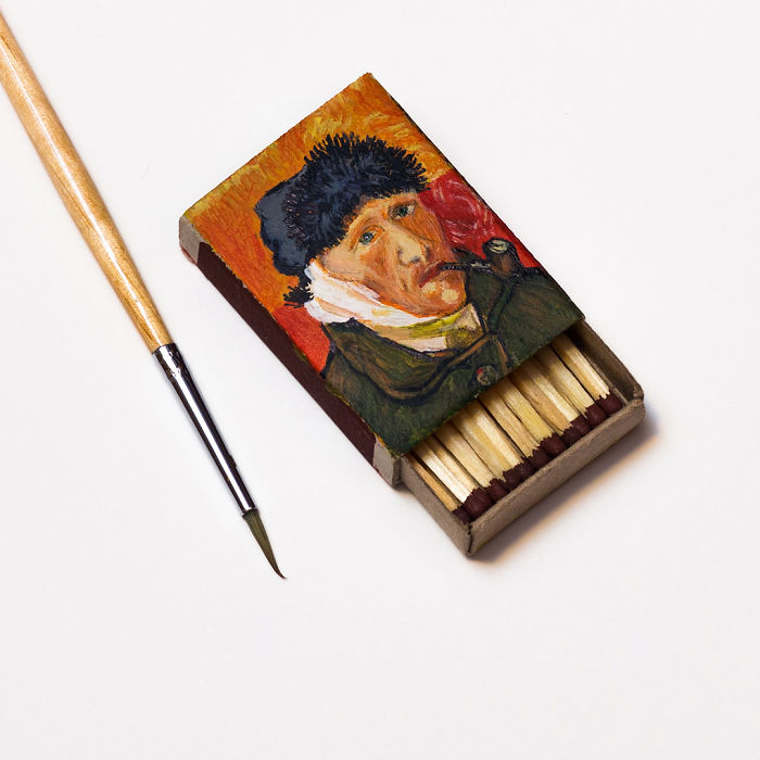 Miniatur lukisan Van Gogh di bungkus korek api, keren! 