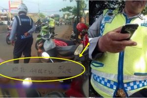 Aneh, ada razia kendaraan kok bukti tilangnya pakai kertas kardus?