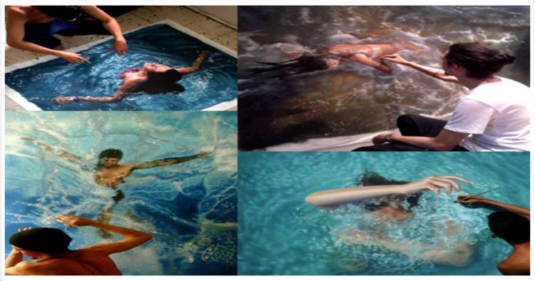 15 Lukisan  3D cewek  berenang ini bikin pengen ikutan 