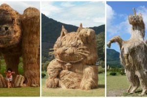 Tak disangka, 15 patung hewan ini dibuat dari jerami, keren!