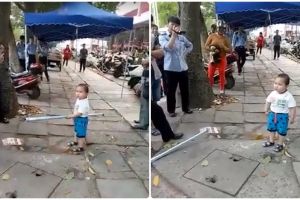 Kemarahan anak kecil tak terima lapak ibunya ditertibkan bikin ngakak