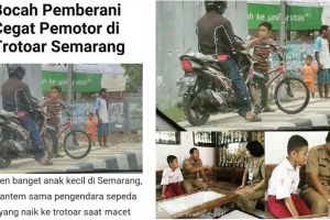 Hadang pemotor yang lewat trotoar, bocah SD ini tuai banyak pujian