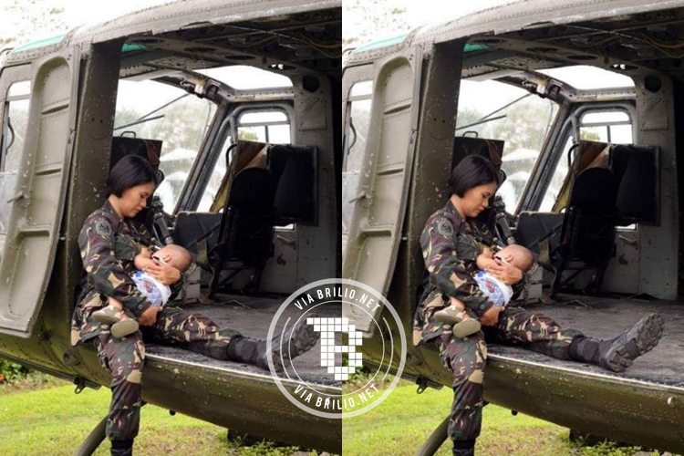 Tentara wanita ini menyusui bayinya di helikopter di sela-sela tugas