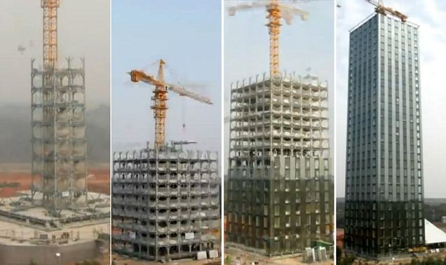 Pembangunan cepat ala China,  gedung 57 lantai dibangun dalam 19 hari!