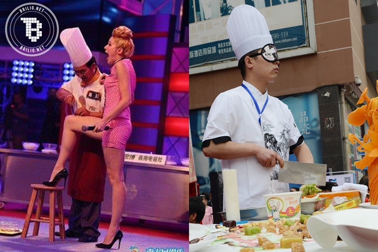 Aksi chef di China ini bikin melongo, ada yang potong daging di perut 