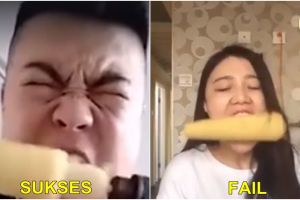 Ikuti tren makan jagung pakai bor, aksi gagal gadis ini bikin ngakak!