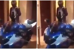 Orang ini beraktivitas di kamar tidur pakai sepeda motor, gagal paham!