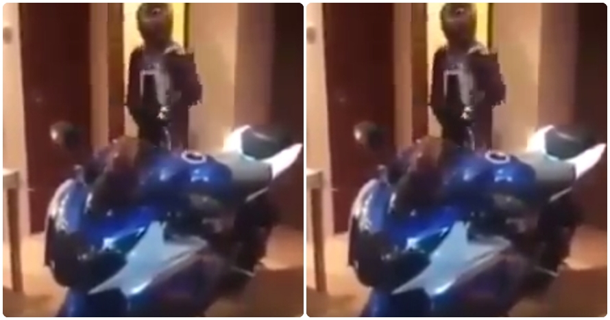 Orang ini beraktivitas di kamar tidur pakai sepeda motor, gagal paham!