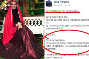 Tak ikut menghujat, netizen ini dukung Oki Setiana Dewi jadi ustazah 