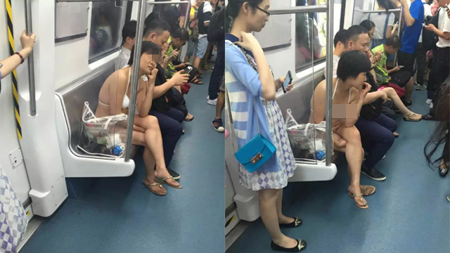 Wanita China ini naik kereta hanya pakai 'daleman'