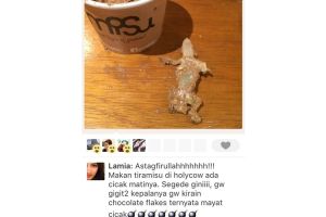 Pesanan tiramisu pelanggan ini terdapat bangkai cicak, duh!