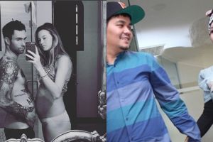 Foto 5 artis ini buktikan istri hamil tapi perut suami ikut buncit