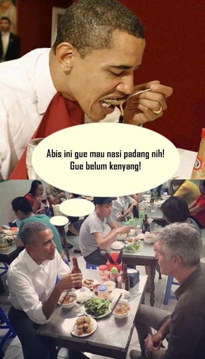 10 Meme Barack Obama makan di warteg ini kocak abis, dijamin ngakak!