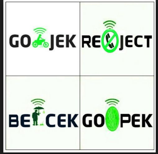 meme pelesetan gojek  © 2016 brilio.net