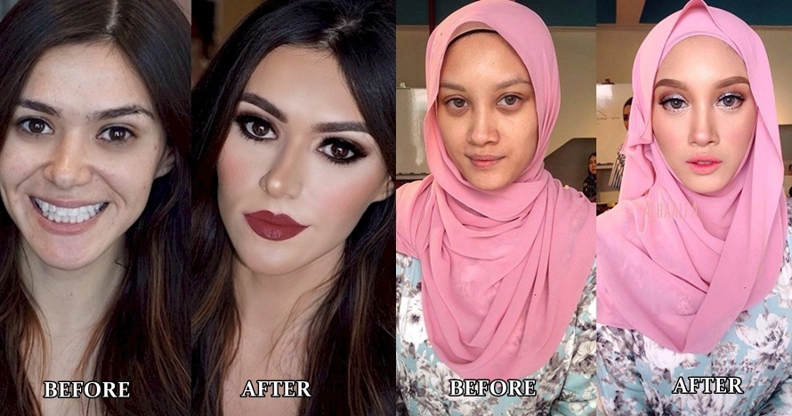 20 Foto sebelum dan sesudah 'kesaktian' makeup, cantik butuh modal nih
