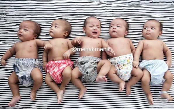 BAYI - 20 Potret bayi AIUEO, si kembar lima dari Cirebon © 2016 brilio.net