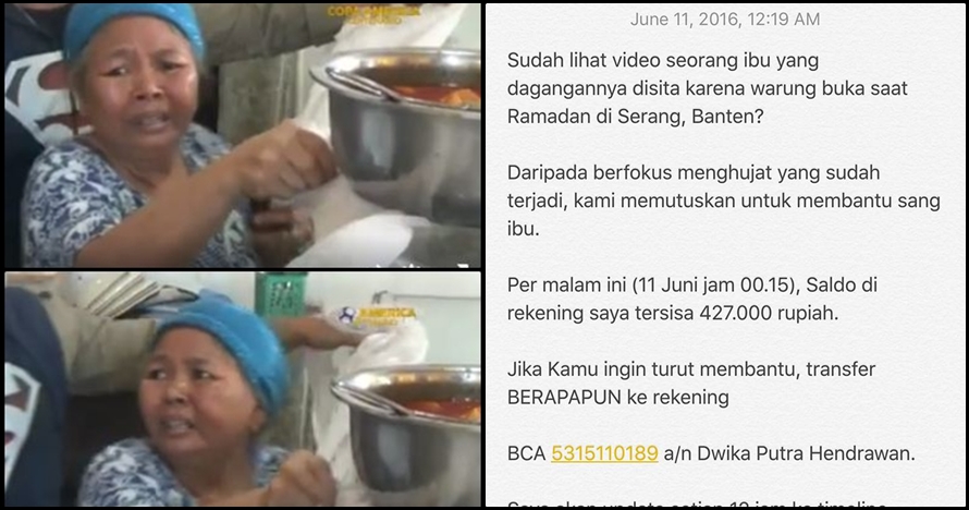 Netizen galang dana untuk ibu penjual warteg yang dirazia Satpol PP