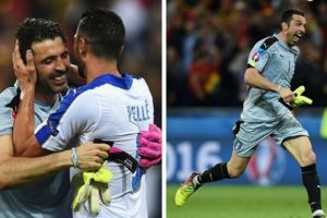 Kelakuan kiper Italia saat selebrasi di depan gawang ini bikin ngakak