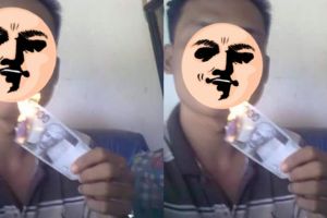 Pria ini bakar uang untuk nyalakan rokok, duh keterlaluan ya!