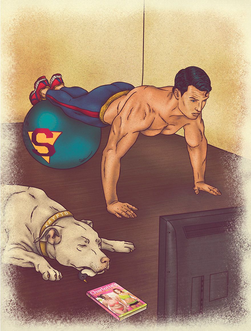 10 Ilustrasi ini tunjukkan kegiatan Superman dan Batman di dunia nyata