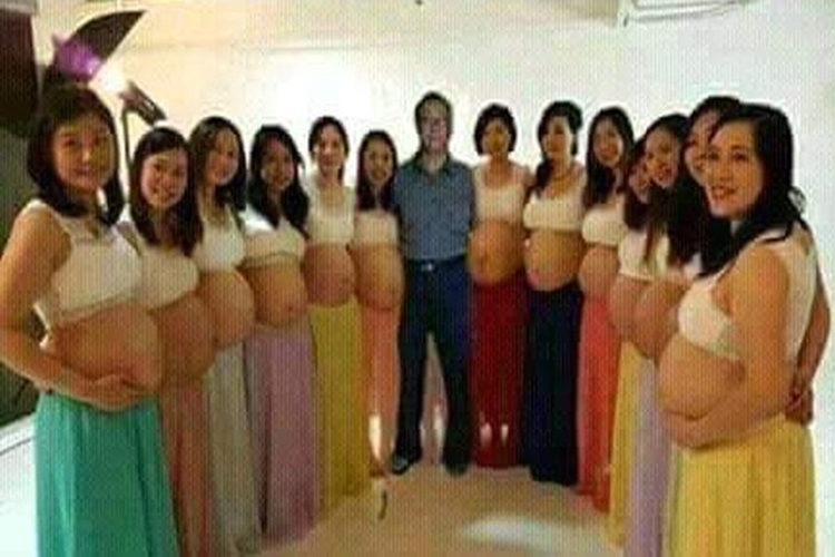 Heboh, foto pria beristri 13 dan hamil bersamaan