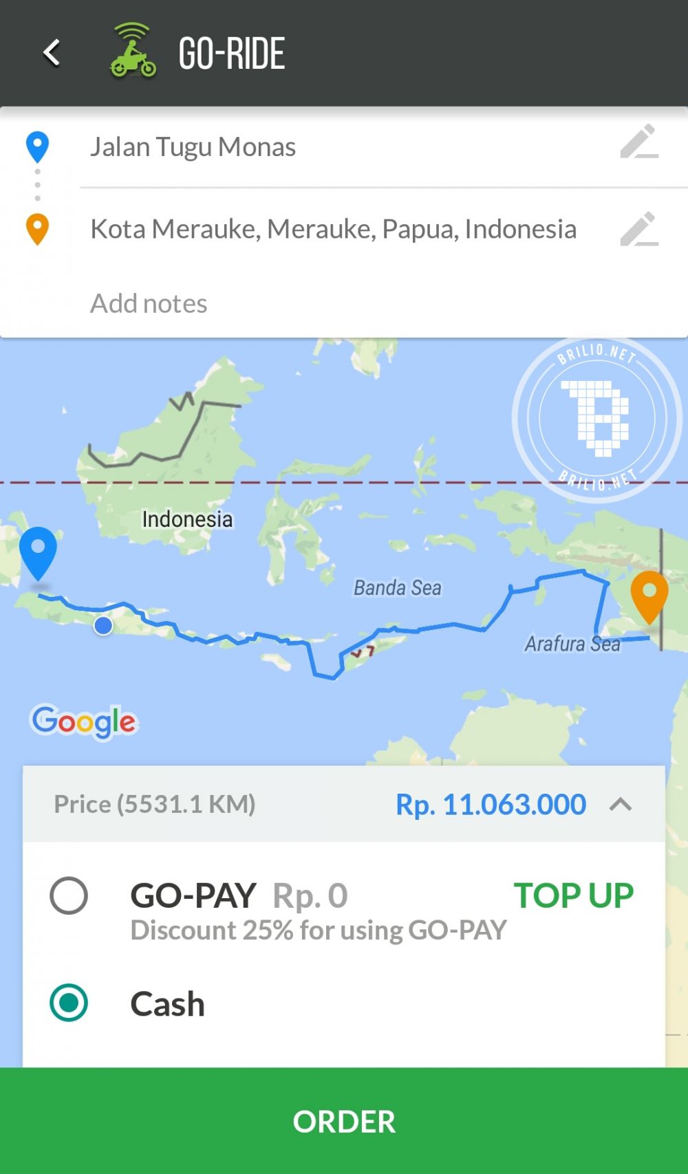 tarif gojek kalau kamu pesan dari jakarta sampai merauke © 2016 brilio.net tarif gojek kalau kamu pesan dari jakarta sampai merauke © 2016 brilio.net