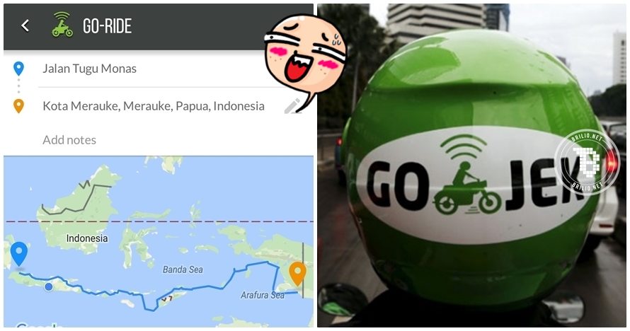 Ini tarif Gojek jika kamu pesan dari Jakarta ke Merauke, mau coba?