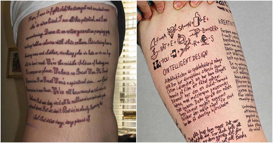 Tak hanya kreatif, 11 tato berbentuk tulisan panjang ini juga keren