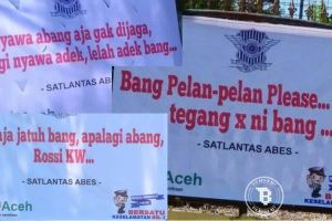 7 Spanduk peringatan lalu lintas di Aceh Besar ini kocak banget, unik!