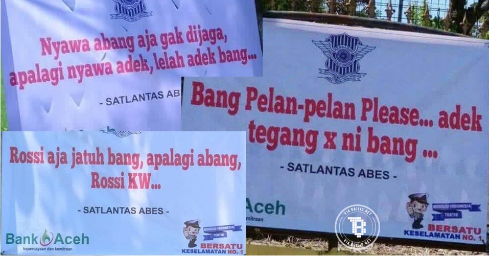 7 Spanduk peringatan lalu lintas di Aceh Besar ini kocak banget, unik!