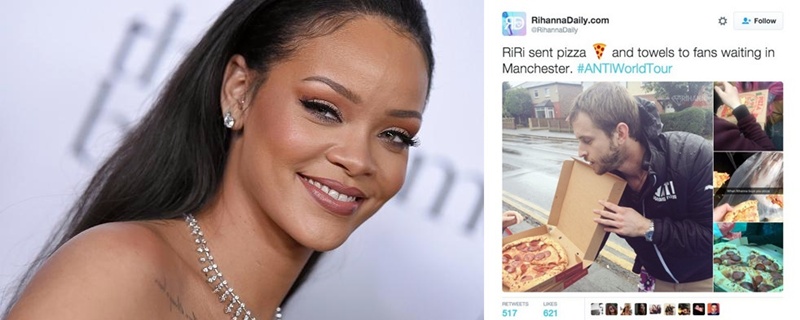 Wow, Rihanna bagi-bagi 1 ton pizza untuk fans, ada apa ya?