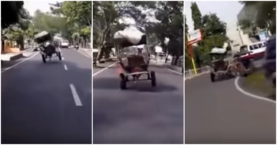 Lucunya kuda penarik delman ngamuk di jalanan, yang lain minggir