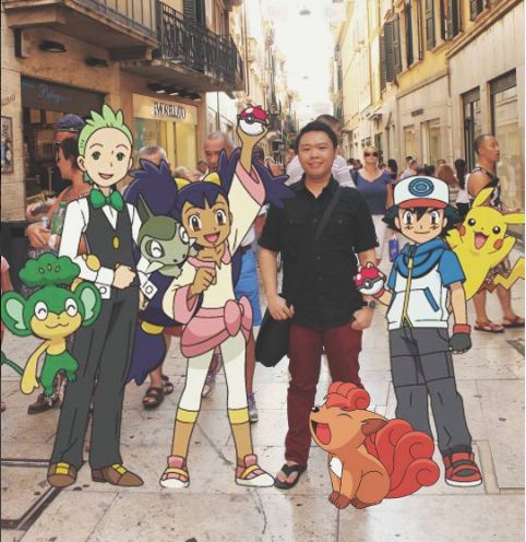foto editan pria dengan monster pokemon © 2016 brilio.net