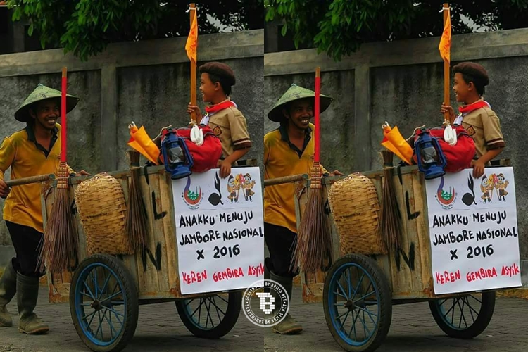 Potret ayah antar anaknya ikut Jambore Pramuka ini bikin salut!