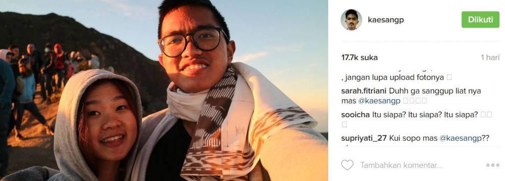 Kaesang selfie merangkul cewek di Gunung Ijen, netizen patah hati