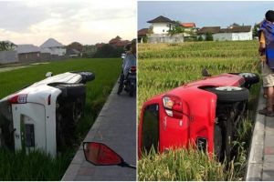Aneh tapi nyata, di jalan ini kendaraan banyak yang 'nyemplung' sawah