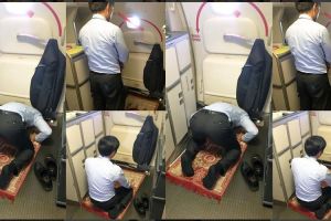 Foto kepala awak kabin salat di pesawat ini dibanjiri pujian netizen