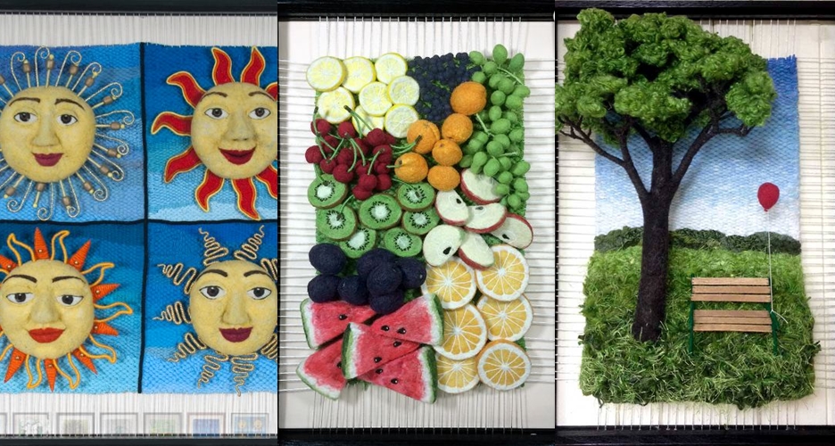 Lukisan 3 dimensi dari benang rajut karya Doktor Sains ini keren