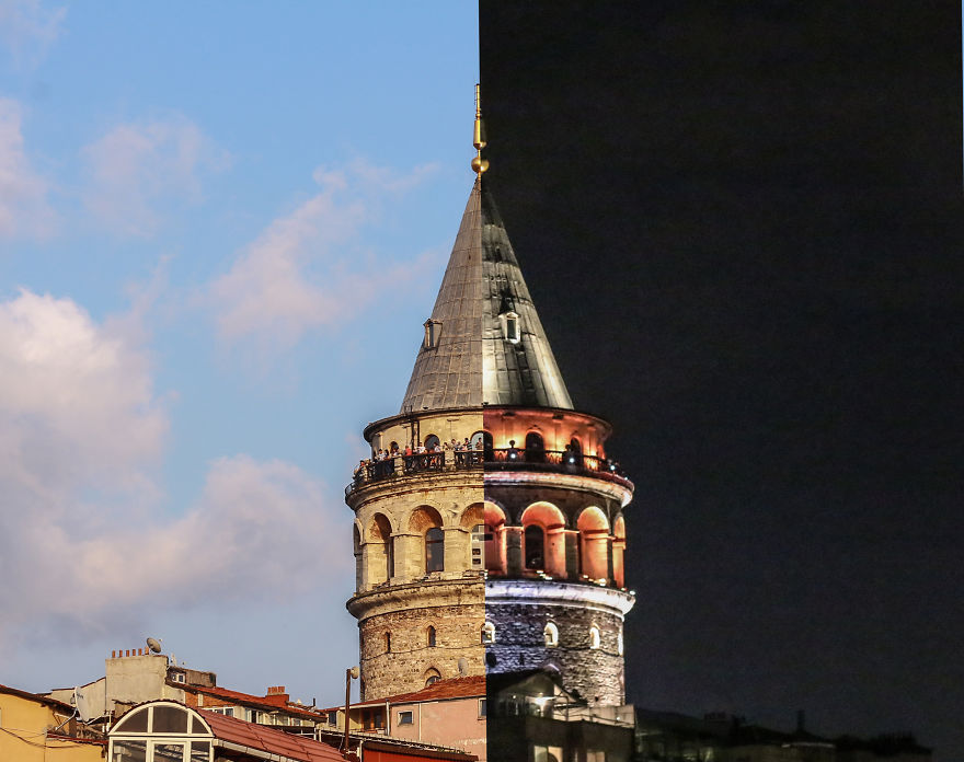 9 Foto gabungan saat siang-malam di Istanbul, seni tingkat tinggi nih!