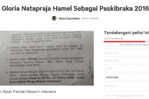 Petisi dukung Gloria jadi Paskibraka ditandatangani puluhan ribu orang