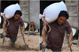 Pria tanpa kaki ini kerja jadi kuli panggul demi sekolahkan anaknya