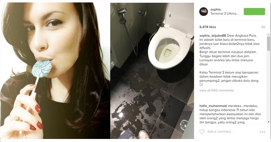 Sophia Muller kritik toilet di terminal 3 Ultimate Soetta, jorok! 