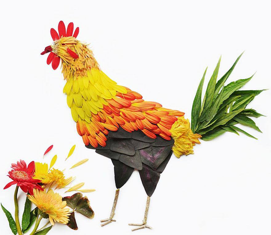 10 Gambar hewan ini dibuat dari rangkaian bunga, keren euy