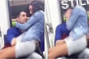 Sejoli dimabuk asmara ini berbuat mesum di kereta bawah tanah