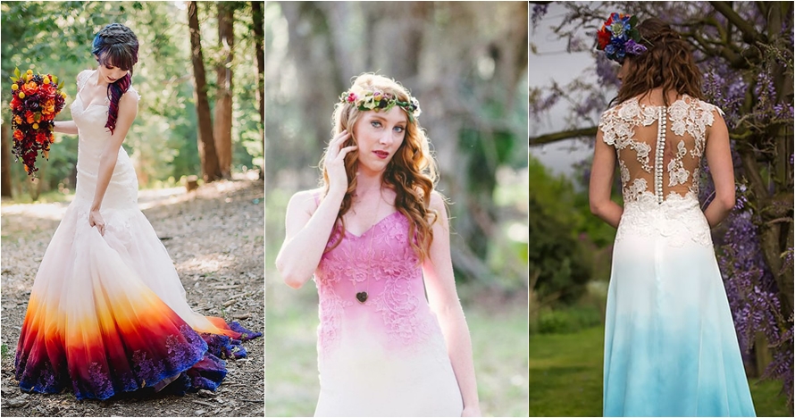 13 Gaun pengantin tie dye ini beri nuansa penuh warna di hari bahagia